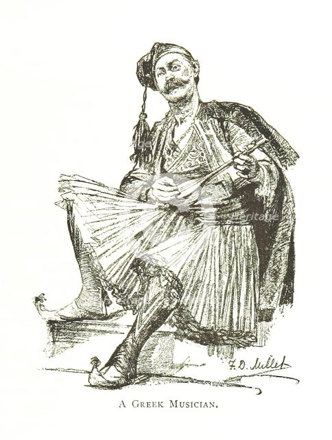 A Greek Musician, 1890.  Creator: F. D. Millet.