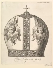 A Greek Patriarchal Crown - Tiara Patriarchalis Graeca (Aubry de La Mottraye's "Travels..., 1723-24. Creator: William Hogarth