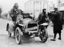 A Grégoire car and its driver, Concours des Voiturettes, 1905