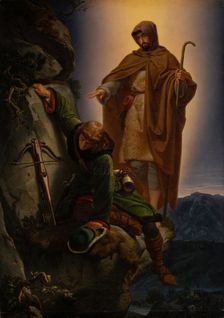 A Guardian Angel Rescuing Emperor Maximilian from the Martinswand, 1839. Creator: Alfred Rethel