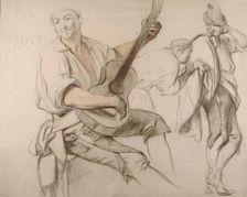 A Guitarist - Study for "Life Among the Gypsies" & verso Mother and Child-for…, 1852. Creator: John Phillip