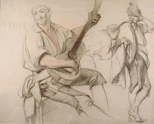 A Guitarist - Study for "Life Among the Gypsies" & verso Mother and Child-for…, 1852. Creator: John Phillip