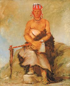 A'h-sha-la-cóots-ah, Mole in the Forehead, Chief of the Republican Pawnee, 1832. Creator: George Catlin