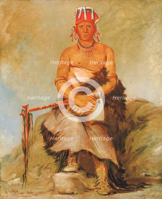 A'h-sha-la-cóots-ah, Mole in the Forehead, Chief of the Republican Pawnee, 1832. Creator: George Catlin.