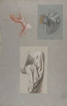 a. Hand of Saint Remi; b. Hand of Saint Remi; c. Drapery Study for Acolyte Holding Book..., 19th cen Creator: Isidore Pils