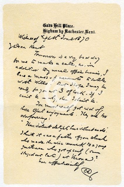 A hand-written letter, 1870 (1899). Artist: Unknown
