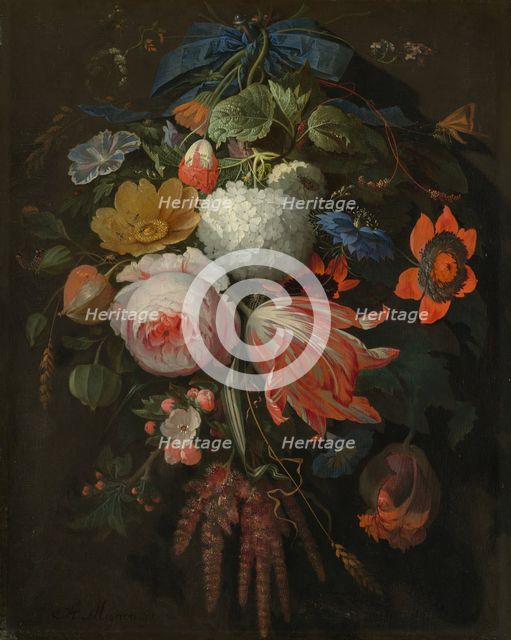 A Hanging Bouquet of Flowers, probably 1665/1670. Creator: Abraham Mignon.
