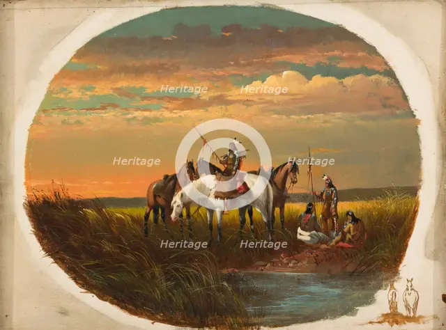 A Halt on the Prairie for a Smoke, between 1860 and 1872. Creator: John Mix Stanley.