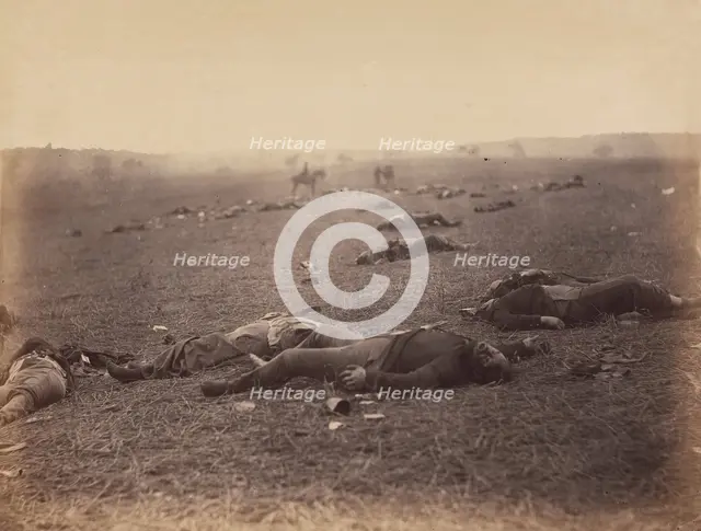 A Harvest of Death, Gettysburg, Pennsylvania, July 1863. Creator: Tim O'Sullivan.