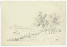 A Harbor with a Sailboat, n.d. Creator: Unknown