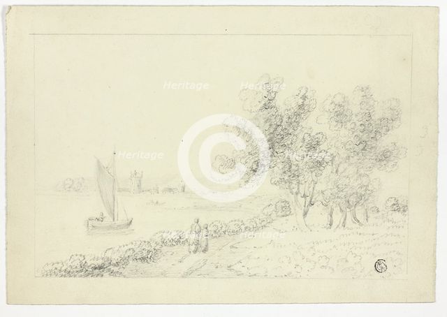 A Harbor with a Sailboat, n.d. Creator: Unknown.