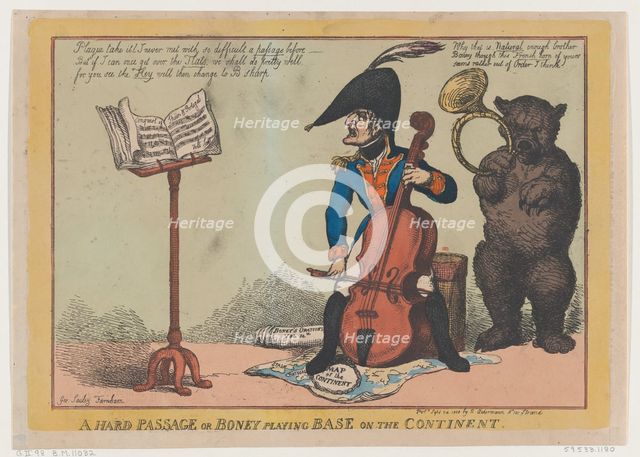 A Hard Passage, or Boney Playing Base on the Continent, September 24, 1808., September 24, 1808. Creator: Thomas Rowlandson.