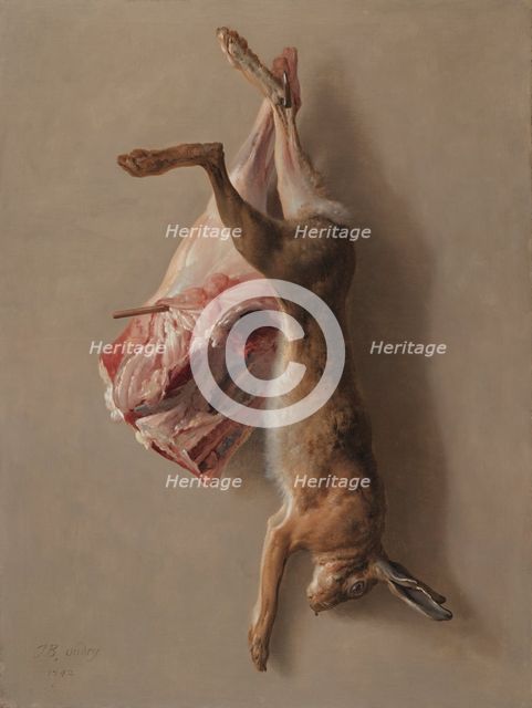 A Hare and a Leg of Lamb, 1742. Creator: Jean-Baptiste Oudry (French, 1686-1755).