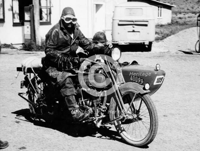A Harley-Davidson with a sidecar, 1923. Artist: Unknown