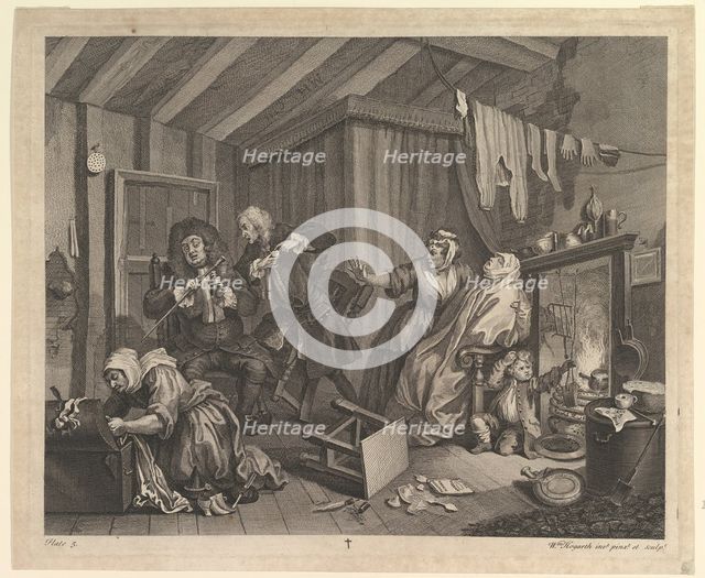 A Harlot's Progress, Plate 5, April 1732. Creator: William Hogarth.