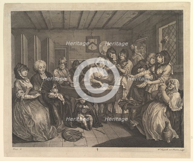 A Harlot's Progress, Plate 6, April 1732. Creator: William Hogarth.