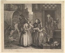 A Harlot's Progress, Plate 1, April 1732. Creator: William Hogarth