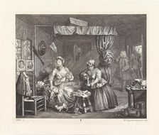 A Harlot's Progress. Plate 3: Moll has gone from kept woman to common prostitute, 1732. Creator: Hogarth, William (1697-1764)