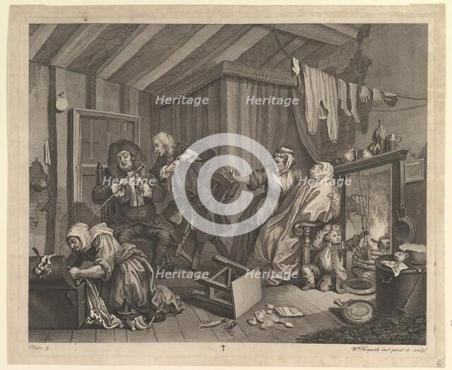 A Harlot's Progress, Plate 5, April 1732. Creator: William Hogarth.