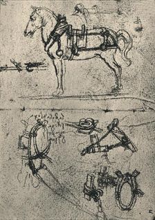A Harnessed Cart-Horse and Studies of Harness c1480 (1945). Artist: Leonardo da Vinci