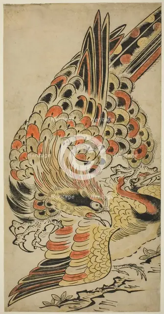 A Hawk Capturing a Crane in Flight, c. 1715. Creator: Torii Kiyomasu I.