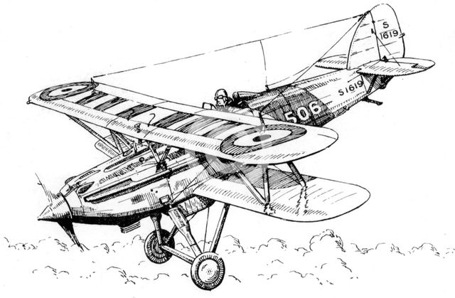 A Hawker Nimrod aeroplane, c1930s.Artist: James Hay Stevens