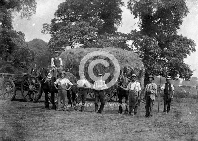 A haycart with haymakers and horses, c1860-c1922. Artist: Henry Taunt
