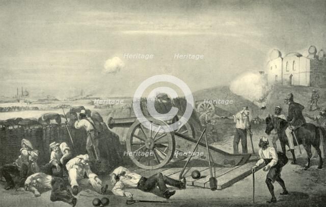 'A Heavy Day in the Batteries Before Delhi', 1857, (1901).  Creator: George Francklin Atkinson.