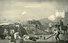 A Heavy Day in the Batteries Before Delhi 1857, (1901). Creator: George Francklin Atkinson