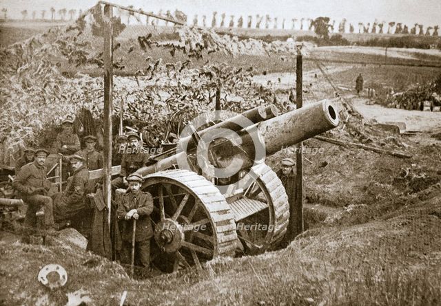 A heavy howitzer, Somme campaign, France, World War I, 1916.  Creator: Unknown.