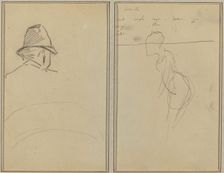 A Head of Man with Hat, Seen from Behind; A Standing Woman [recto], 1884-1888. Creator: Paul Gauguin