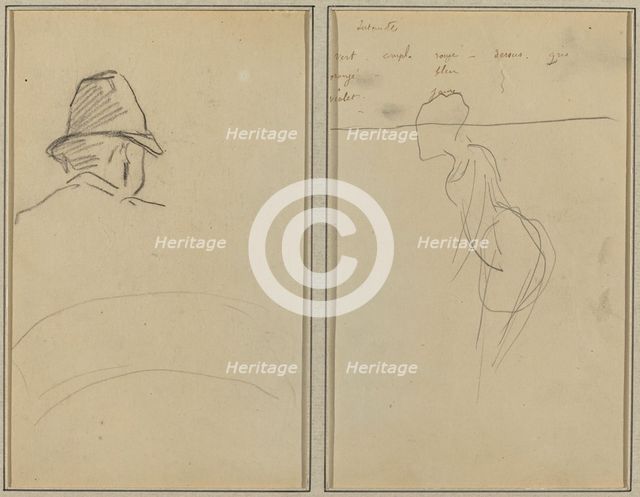 A Head of Man with Hat, Seen from Behind; A Standing Woman [recto], 1884-1888. Creator: Paul Gauguin.