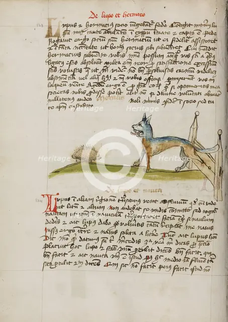 A Hedgehog and a Wolf; Fables, third quarter of 15th century. Creator: Unknown.