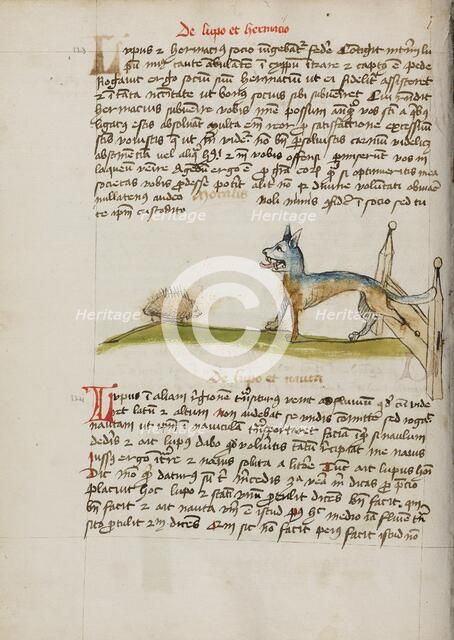 A Hedgehog and a Wolf; Fables, third quarter of 15th century. Creator: Unknown.