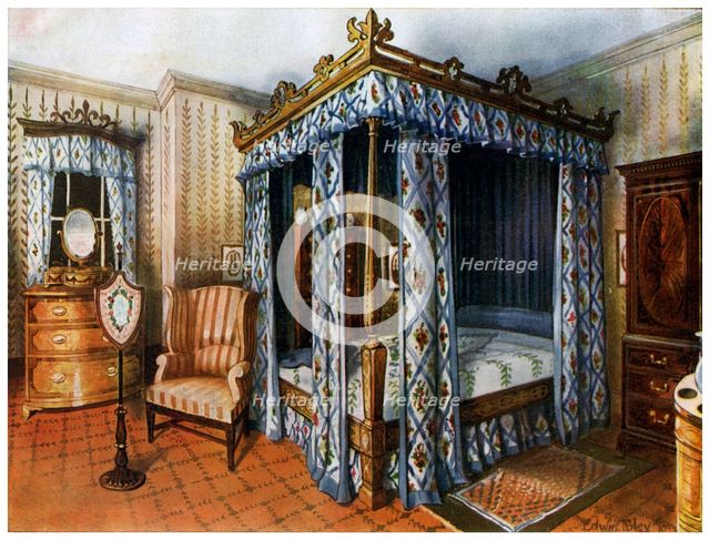A Hepplewhite bedroom, 1911-1912.Artist: Edwin Foley
