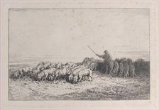 A Herd of Pigs, 1850. Creator: Charles Emile Jacque