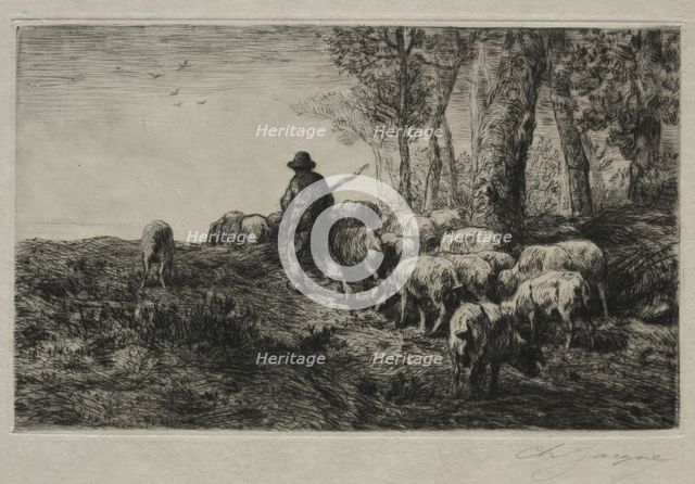 A herd of swine, 1880. Creator: Charles-Émile Jacque (French, 1813-1894).