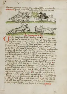 A Herd of Wolves Attacking a Flock of Rams; Fables, third quarter of 15th century. Creator: Unknown