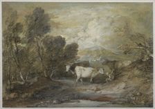 A Herdsman with Three Cows by an Upland Pool, mid 1780s. Creator: Thomas Gainsborough (British, 1727-1788)