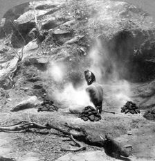 A hermit doing penence at Gem Lake, Mount Abu, India, 1903.Artist: Underwood & Underwood
