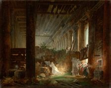 A Hermit Praying in the Ruins of a Roman Temple, ca 1760. Artist: Robert, Hubert (1733-1808)