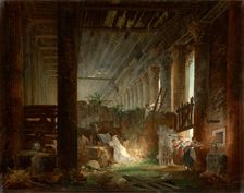 A Hermit Praying in the Ruins of a Roman Temple, about 1760. Creator: Hubert Robert
