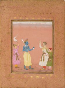 A hero greeted by princes, illustrating the musical mode Kanada Ragini, c1680. Artist: Ruknuddin