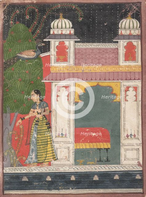 A Heroine Plucking a Flower: Page from a Dispersed Nayikabheda, ca. 1660-80. Creator: Unknown.