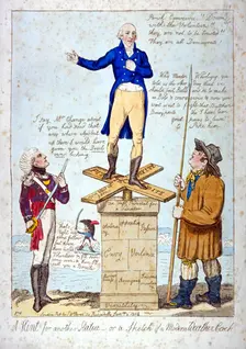 A hint for another Statue - or, a Sketch of a Modern Weather Cock 1804. Artist: Anon