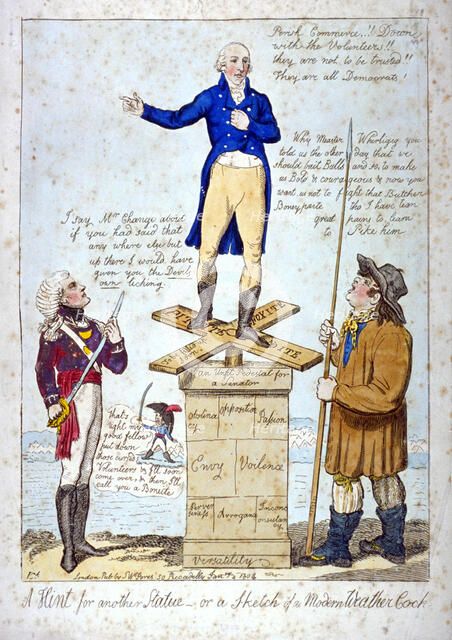 'A hint for another Statue - or, a Sketch of a Modern Weather Cock', 1804. Artist: Anon