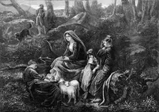 "A Highland Pastoral", by P. R. Morris, in the exhibition of the Royal Academy, 1872. Creator: Unknown