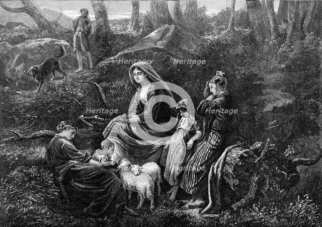 "A Highland Pastoral", by P. R. Morris, in the exhibition of the Royal Academy, 1872. Creator: Unknown.