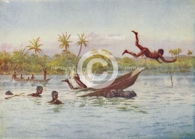 'A Hippopotamus Hunt in Central Africa', 1924. Artist: Unknown.