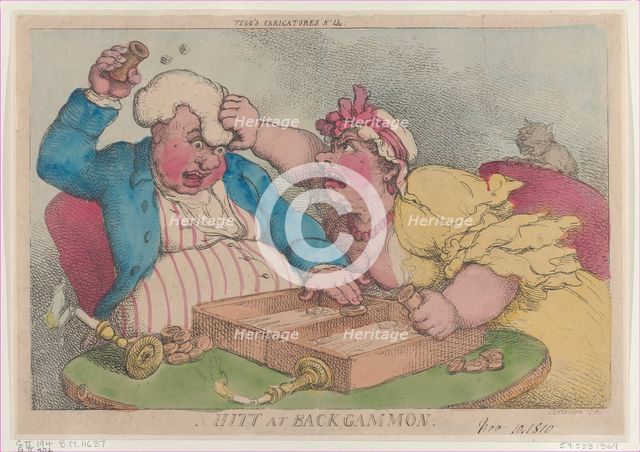 A Hitt at Backgammon, November 9, 1810., November 9, 1810. Creator: Thomas Rowlandson.